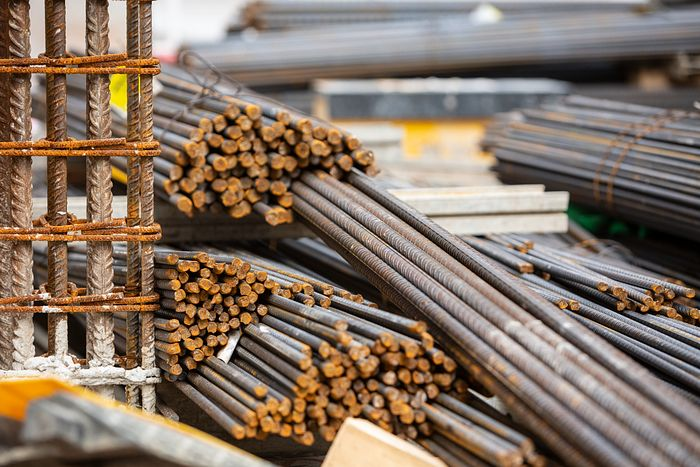 Image showing stacks of rebar and other construction materials