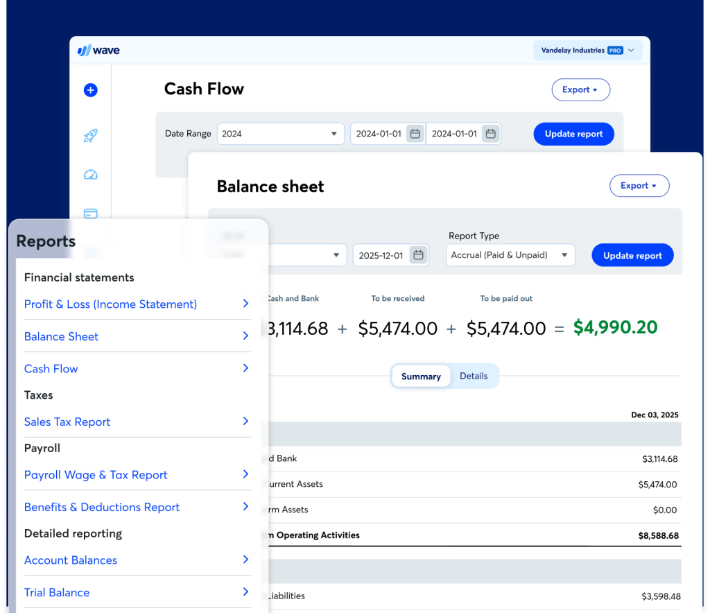 Wave accounting app screenshot