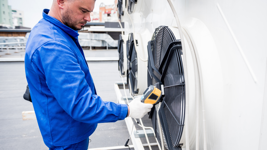 checking HVAC with technology