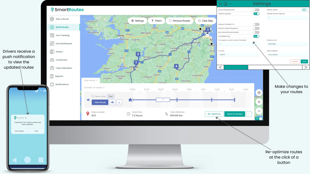 Automatic route optimization using software