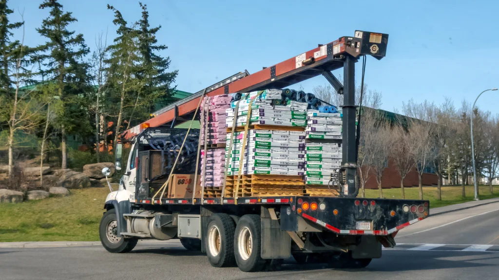 Roofing material supply truck